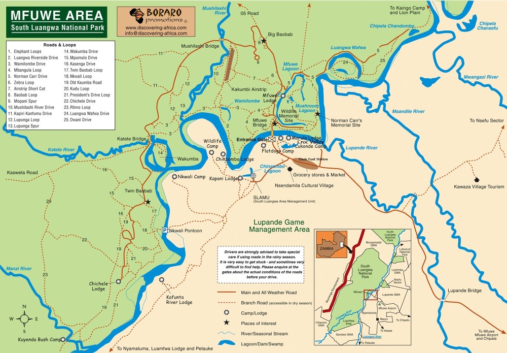 South-Luangwa-secteur mfuwe-carte